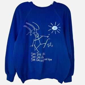 Vintage See Dick Ski Sweatshirt - BLUE + WHITE